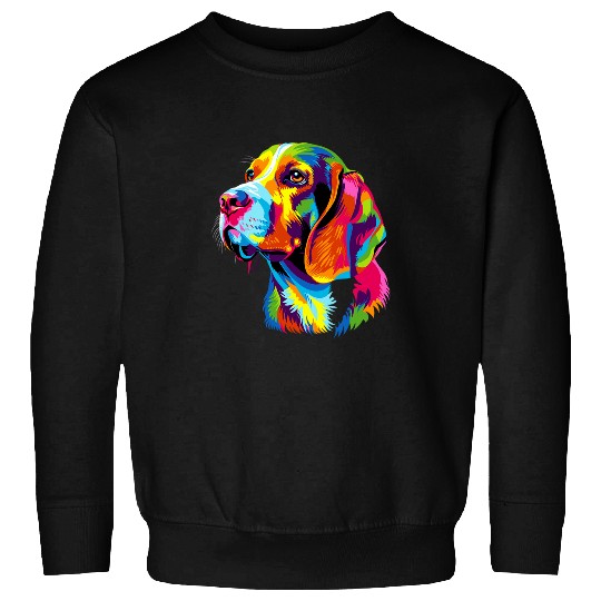 Beagle Colored Puppy Popart Cute Rainbow Dog English Beagle Sweatshirts
