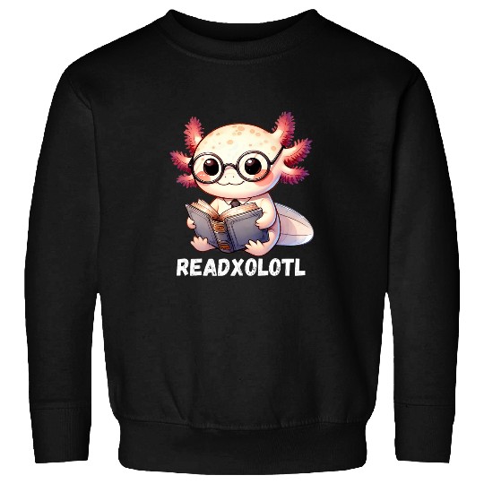 Readxolotl Kawaii Axolotls Book Lover Funny Reading Scholar Sweatshirts