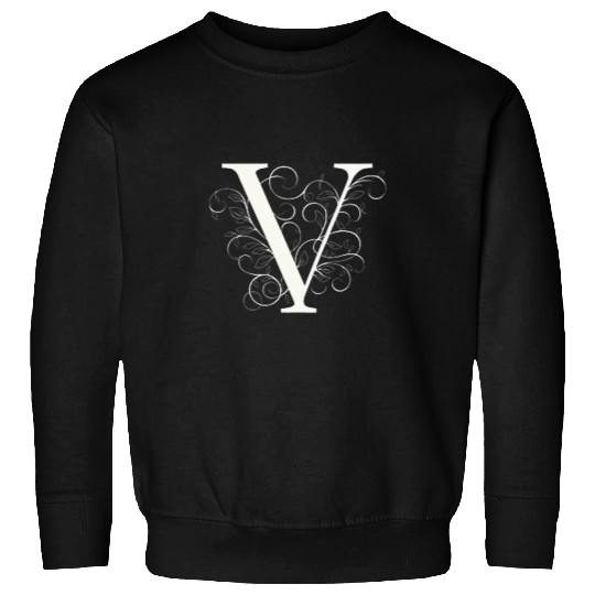 Elegant Flourished V Classic Monogram Design Sweatshirts