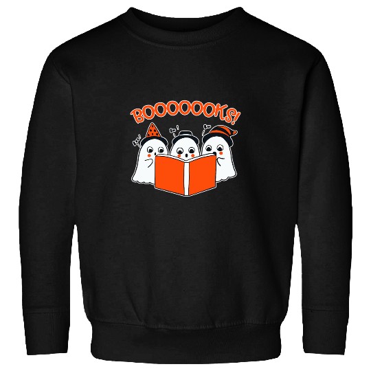 Halloween Cute ghostss Reading Book Lover Gift Teacher Sweatshirts