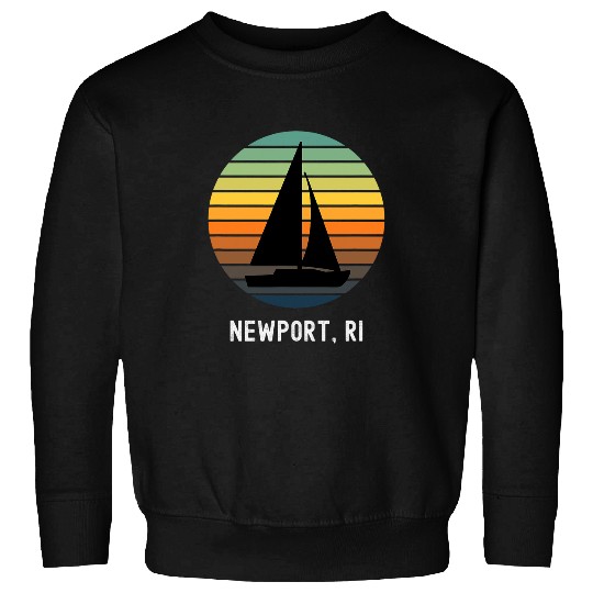 Newport Rhode Island Beach Vacation Retro Sailing Sail Boat Sweatshirts