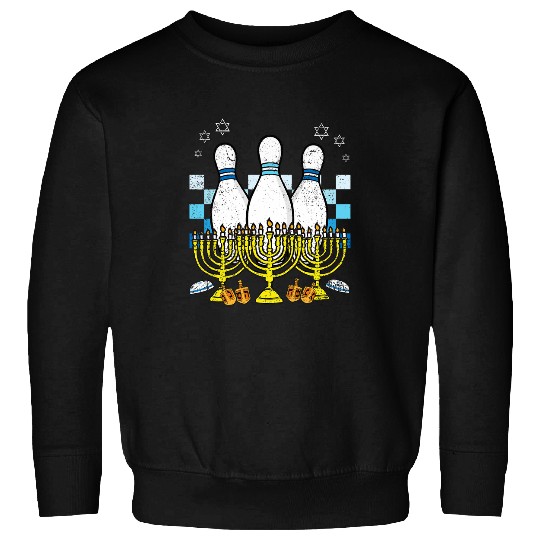 Hanukkah Bowling Menorah Chanukah Dreidel Star Of David Sweatshirts