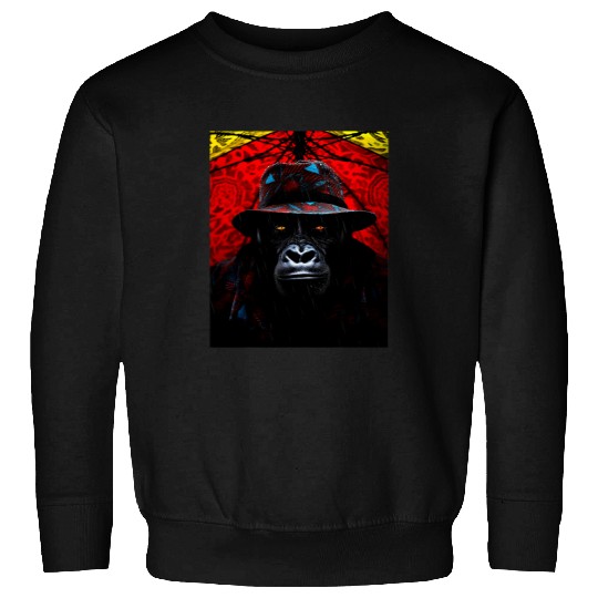 Gorilla Portrait Motif Drawing Animal Human Art Gorilla Sweatshirts