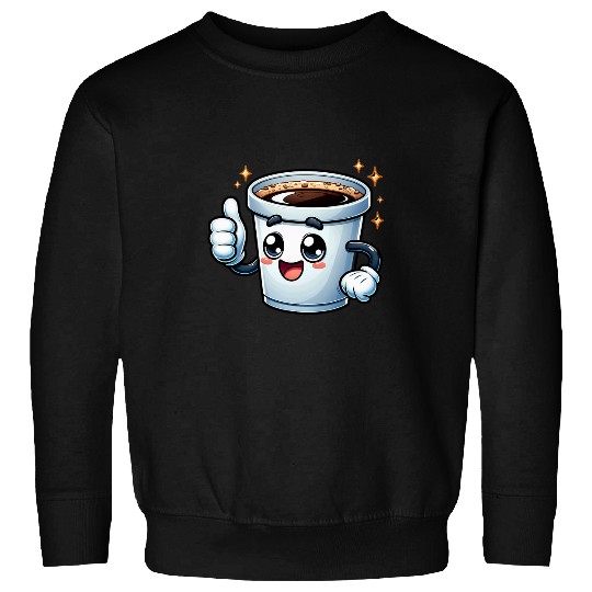 Happy Coffee Cup Thumbs Up Sparkling Stars For Coffee Lovers Sweatshirts