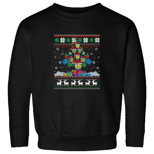 Pickleball Christmas Tree Santa Pickleball xmass Lights Gift 2 Sweatshirts