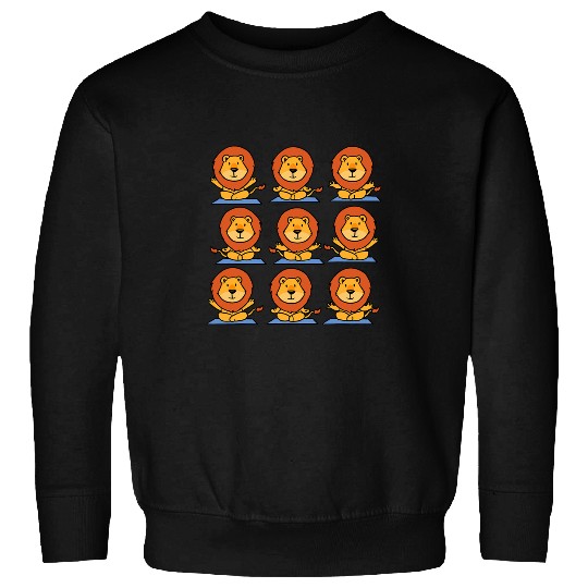 Lion Yoga Funny Lion In Yoga Poses Meditation Sweatshirts