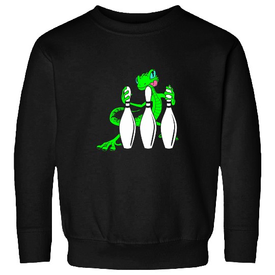Gecko between bowling pins Bowling Sweatshirts