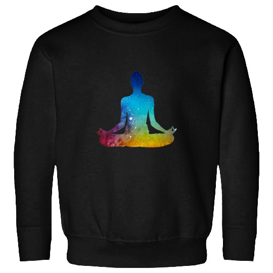Lotus Watercolor Yoga Pose Galaxy Space Gymnastic Workout Sweatshirts