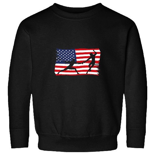 Fencing American USA flag Fencer Fence swordssplay 4th of July Sweatshirts