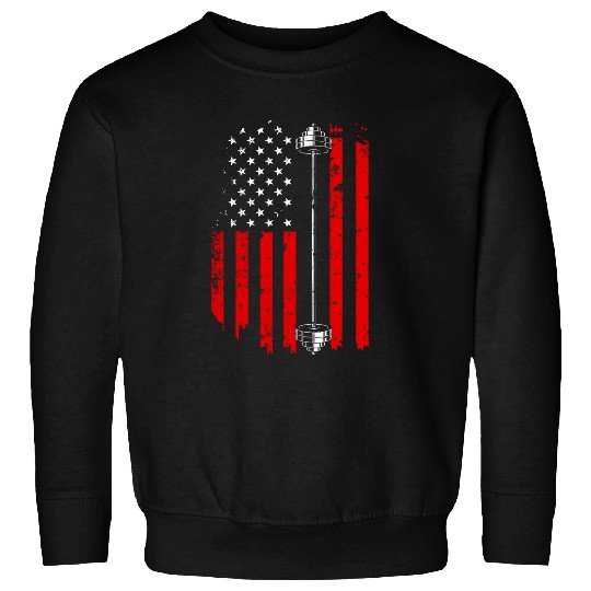 Cool Weightlifting Gift Funny Bodybuilding American Flag Gym Sweatshirts