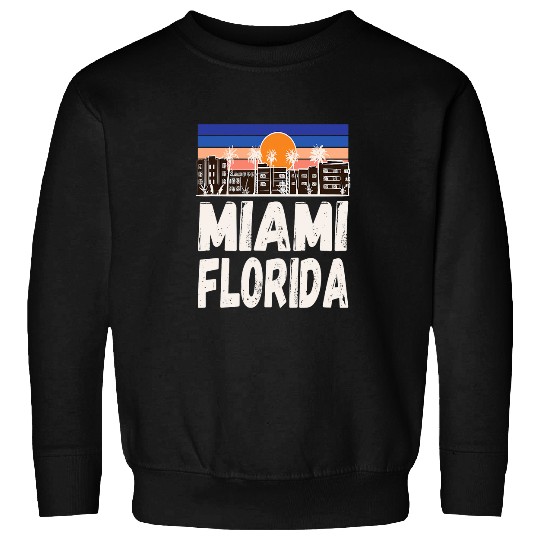 Miami Florida Retro Sunset Souvenir Traveling Vacation Gift Sweatshirts