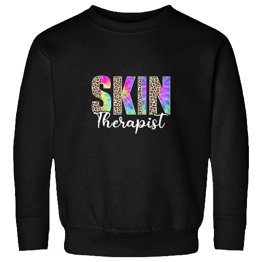Skin Therapist Skin Esthetician Skincare Leopard Tie Dye Sweatshirts
