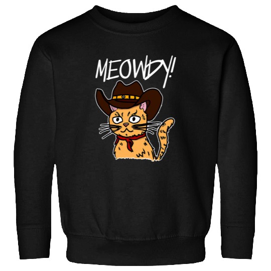 Meowdy Cat Cowboy Howdy Wearing A Cowboy Hat Meme Drawing Sweatshirts