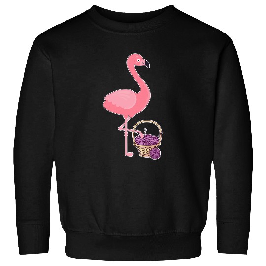 Cute Flamingo Knitting Knitting Wool Basket Sweatshirts