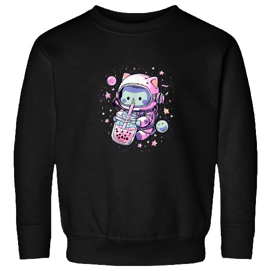 Kawaii Cat Bubble Boba Tea In Space Astronaut Anime Girls 22 Sweatshirts