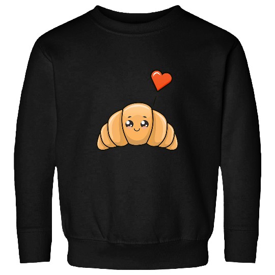 Cute Kawaii Illustration of Croissant Sweatshirts