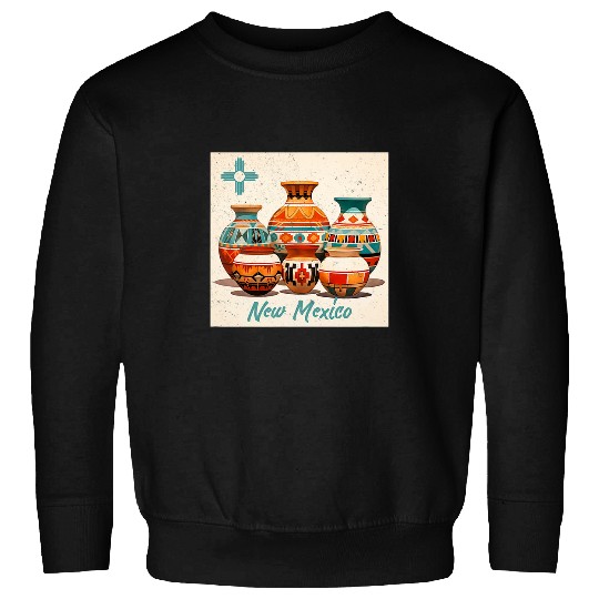 New Mexico Retro Native Pottery Zia Symbol Graphic Sweatshirts