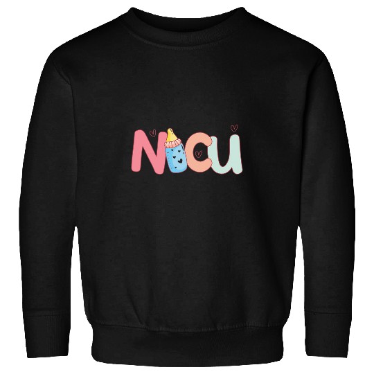 NICU nursess Cute Milk Bottle Drawing Colorful Letter Print 1 Sweatshirts
