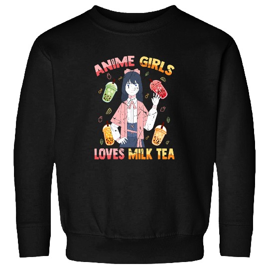 Anime Girls Loves Milk Tea Kawaii Cute Manga Otaku Sweatshirts