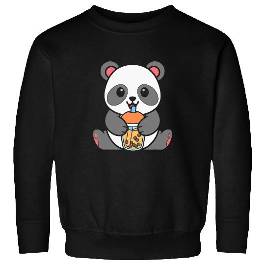 Bubble Milk Tea Panda Cute Panda Drinking Boba Milk Tea 1 Sweatshirts