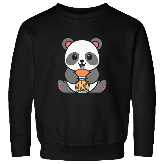 Bubble Milk Tea Panda Cute Panda Drinking Boba Milk Tea 1 Sweatshirts
