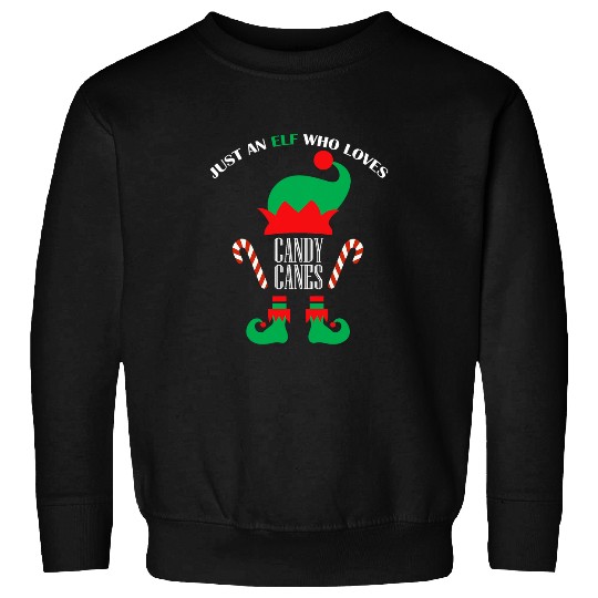 Just An Elf Who Loves Candy Canes Christmas Matching Family Sweatshirts