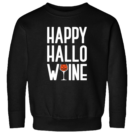 Happy Halloween Night Wines Glass Funny Orange Pumpkin Face Sweatshirts