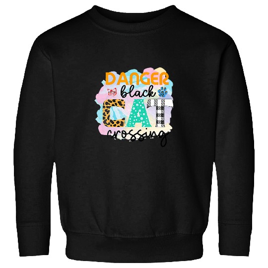Funny Danger black cats Crossing Graphic Patchwork 1 Sweatshirts