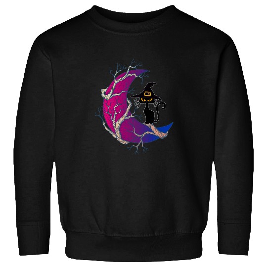 Funny black cats Witch Moon Bisexuality Flag Bisexual Pride Sweatshirts