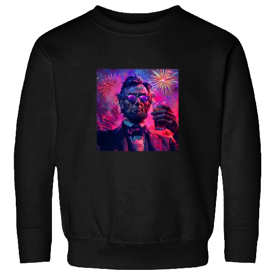 Abraham Lincoln Drinking Beer Funny USA American Flag July 4 26 Sweatshirts