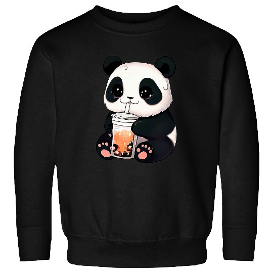Cute Panda Boba Milk Tea Boy Girl Funny Sweatshirts