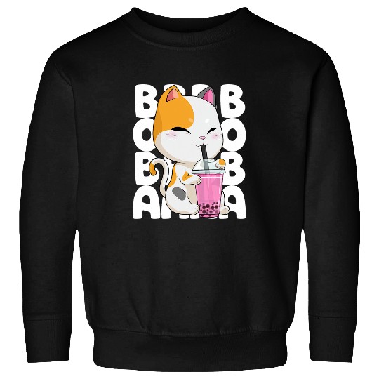 Bubble Tea Cat Boba Tea Kitten Anime Kawaii Milk Tea Drink Sweatshirts