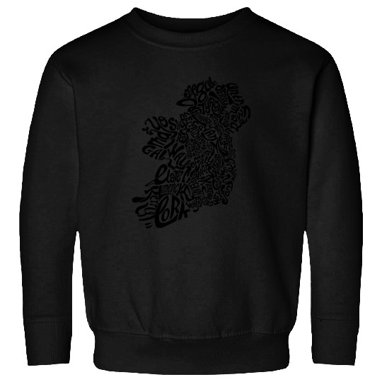 Ireland Typography Map Sweatshirts