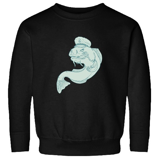 Captain Catfish Drawing Sweatshirts