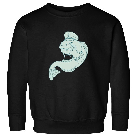 Captain Catfish Drawing Sweatshirts