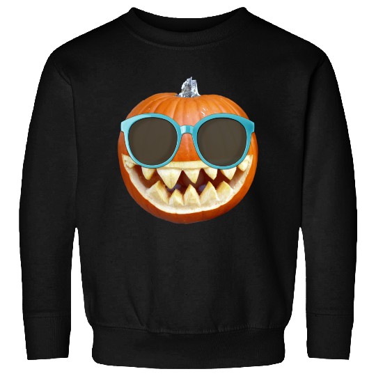 Orange Halloween Pumpkin Wearing Sunglasses Sweatshirts