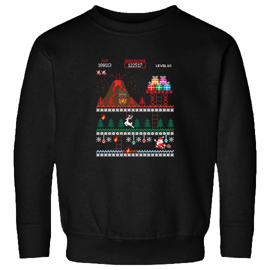 Santa vs Krampus: Merry 8-bit Christmas Sweatshirts