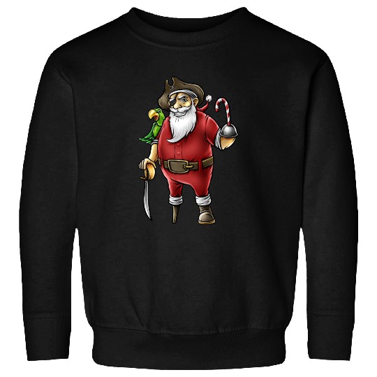 Santa Pirate Funny Christmas Candy Cane Hook Hand Sweatshirts