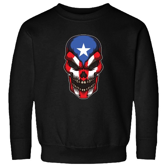 Puerto Rico Skull | Proud Boricua Flag Sweatshirts