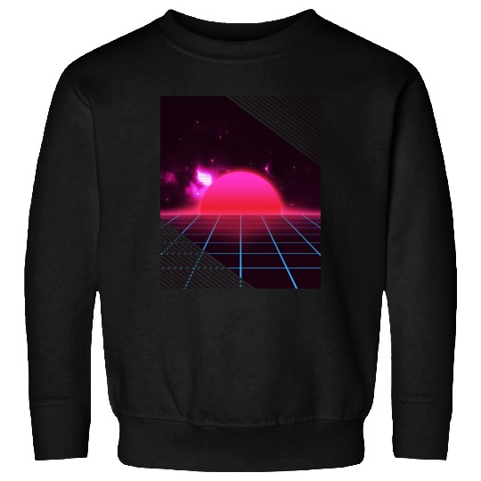 Sundown sunrise Scenery in a Retro 80s 90s Grid Sweatshirts