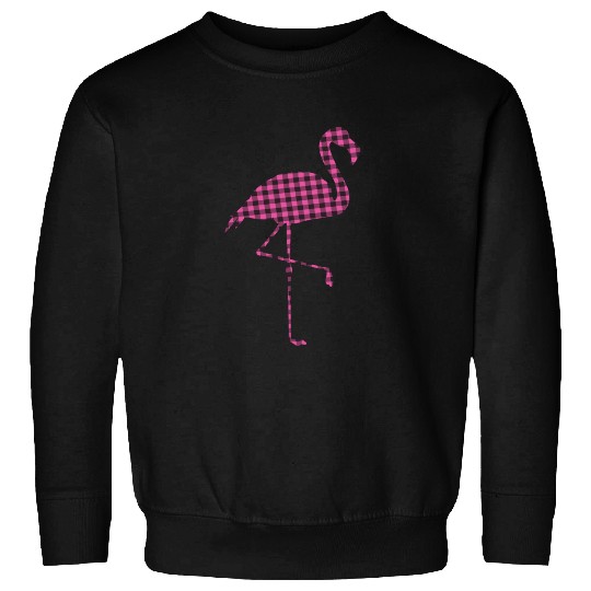 Pink Buffalo Plaid Flamingo Christmas Family Sweatshirts
