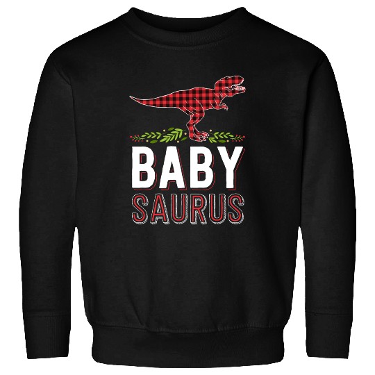 Baby Saurus T Rex Kid Red Plaid Matching Family Sweatshirts