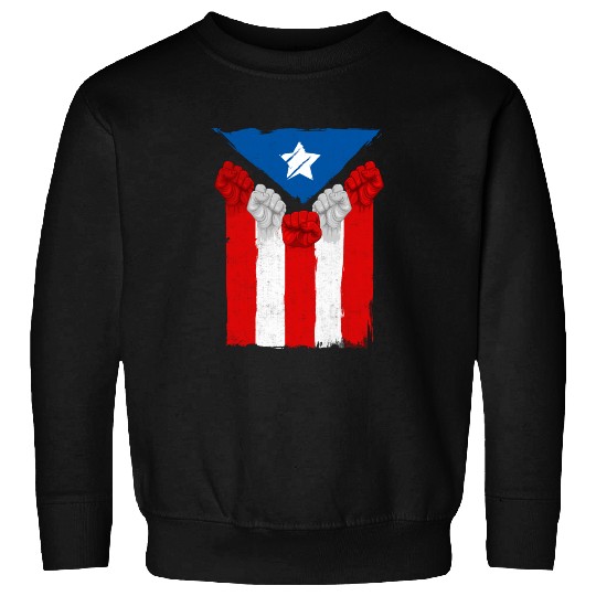 Raised Fists For Puerto Rico - Boricua Flag Sweatshirts