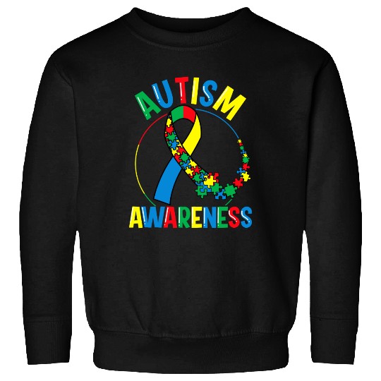 Colorful Autism Awareness Day Puzzle Ribbon Sweatshirts