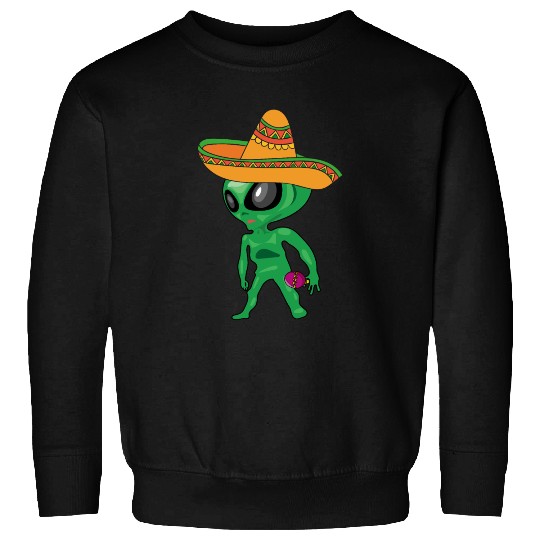 VIVA MEXICO QUE PASA CINCO DE MAYO GREEN ALIEN FUN Sweatshirts