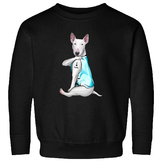 Bull Terrier Tattoos I Love Dad Sitting Gift Fathe Sweatshirts