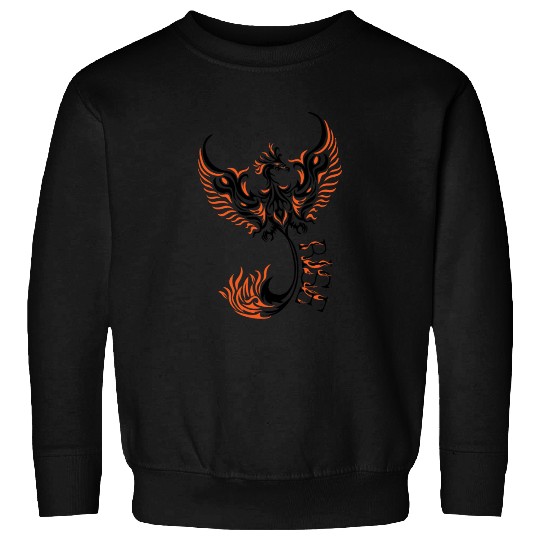 PHOENIX tattoo / Tribal art - Black and Orange Sweatshirts