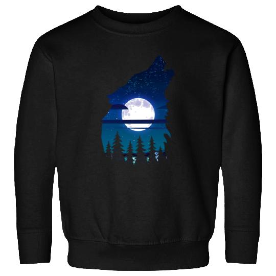 Howling wolf full moon forest howling wild Sweatshirts