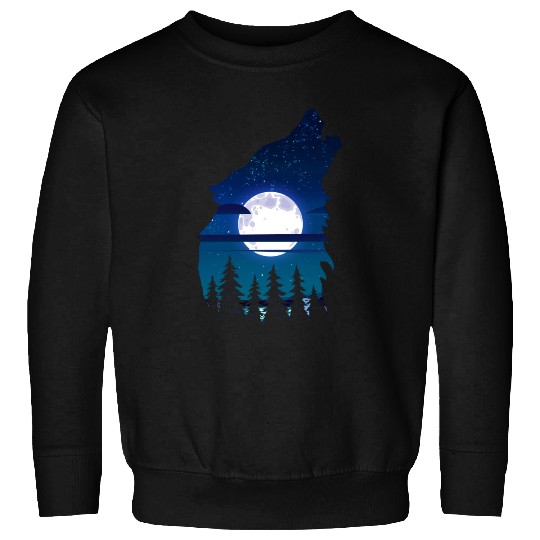Howling wolf full moon forest howling wild Sweatshirts