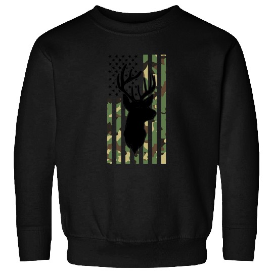 Camouflage American Flag Deer Hunting Sweatshirts